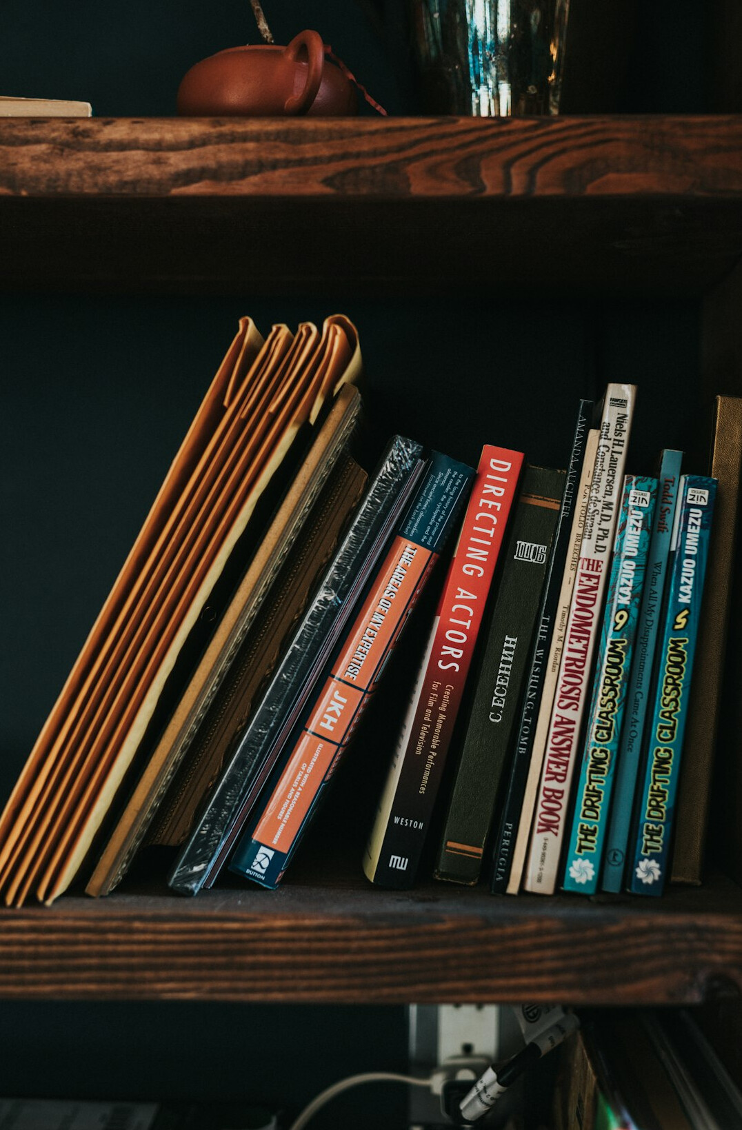 shelf with classic detective books